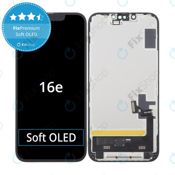 Wyświetlacz Soft OLED dla iPhone 16e, 17e, Ekran dotykowy z ramką, FixPremium