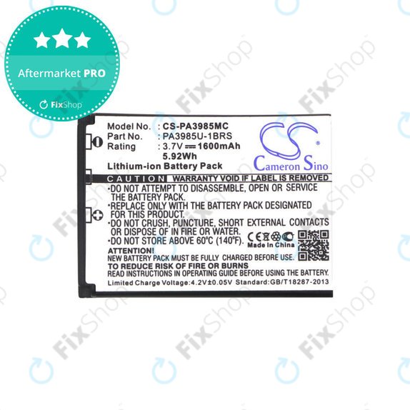Bateria do Toshiba Camileo X200, X400, 1600mAh, Li-Ion, 3.7V, PA3985, HQ