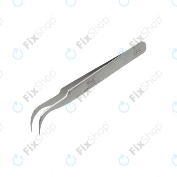 Profesjonalna metalowa pęseta z zakrzywioną końcówką, 120mm, Vetus ST-15