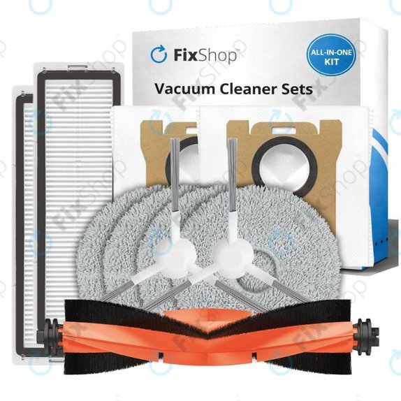 Zestaw części zamiennych do Xiaomi Robot Vacuum X10 (1x Szczotka główna, 2x Filtry, 2x Szczotki boczne, 2x Ściereczki mopujące, 2x Worki na kurz)