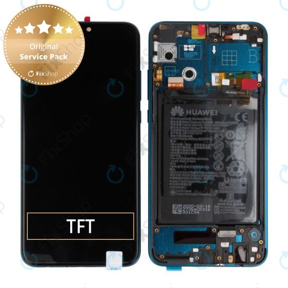 Wyświetlacz do Huawei Honor 9X Lite, Ekran dotykowy z ramką i baterią, 02353QJT, Emerald Green, Genuine Service Pack