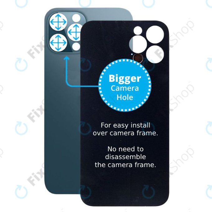 Tylne szklo z duza dziura na aparat do iPhone 12 Pro Max, Niebieski, Blue