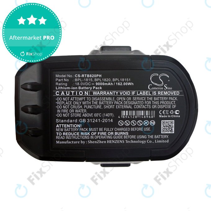 Bateria do Ryobi BID1821, CCC, CTR-180l, P200, P600, P730, 9000mAh, Li-Ion, 18V, BPL-1815, HQ
