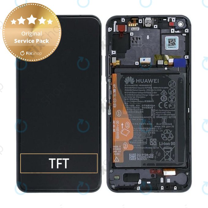 Wyświetlacz do Huawei Honor 20, Nova 5T, Ekran dotykowy z ramką i baterią, 02352TMU, Czarny, Black, Genuine Service Pack