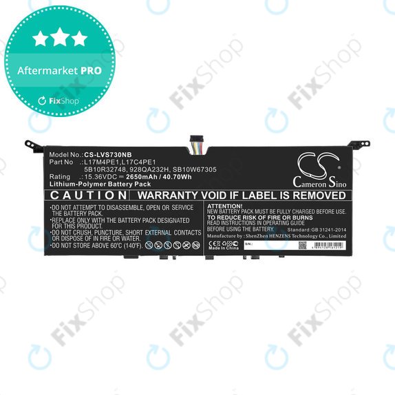 Bateria do Lenovo IdeaPad 730-13, 2650mAh, Li-Pol, 15.36V, 5B10R32748, HQ