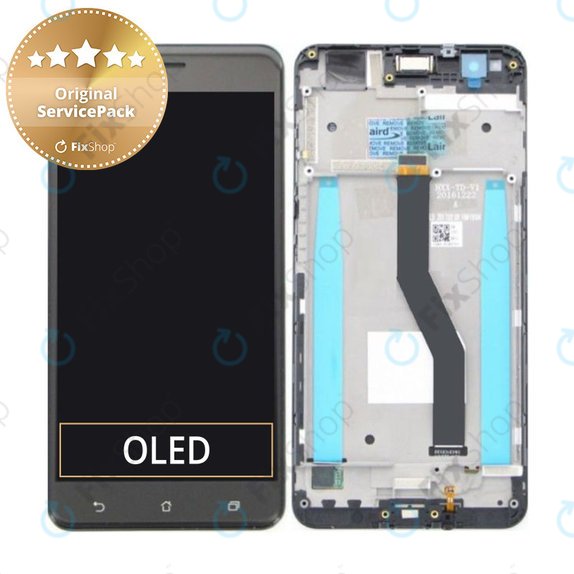 Wyświetlacz do Asus Zenfone 3 Zoom S ZE553KL (Z01HDA), Ekran dotykowy z ramką, Navy Black, 90AZ01H3-R20020, 90AZ01H3-R20010, Genuine Service Pack