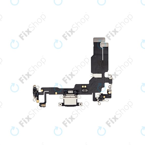 Złącze ładowania z taśmą flex do iPhone 15, Czarny, Black