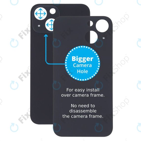 Tylne szklo z duza dziura na aparat do iPhone 13 Mini, Midnight