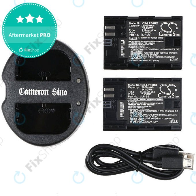 2 μπαταρίες με φορτιστή γιαCanon EOS 5D Mark II, EOS 7D, 2000mAh, Li-Ion, 7.4V, LP-E6, HQ