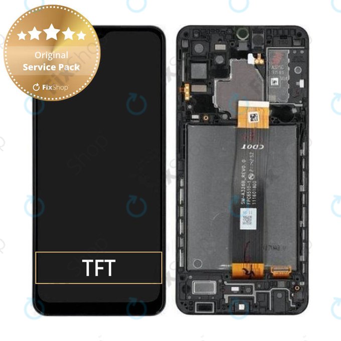 Wyświetlacz do Samsung A32 5G A326B, Ekran dotykowy z ramką, GH82-25121A, GH82-25122A, Awesome Black, Genuine Service Pack