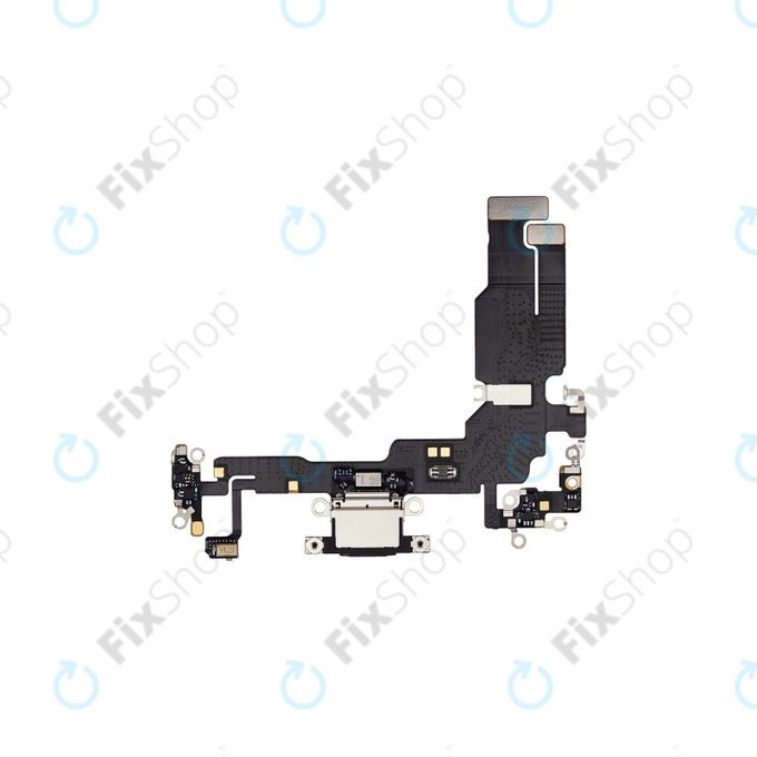 Złącze ładowania z taśmą flex do iPhone 15, Czarny, Black