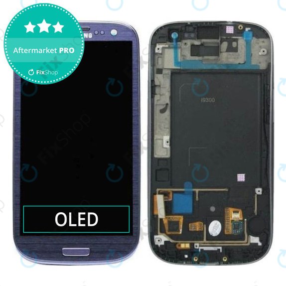 Wyświetlacz OLED do Samsung S3 i9300, Ekran dotykowy z ramką, Pebble Blue