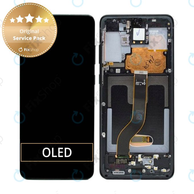 Wyświetlacz do Samsung S20 Plus G985F, Ekran dotykowy z ramką, GH82-22134A, GH82-22145A, GH82-31441A, Cosmic Black, Genuine Service Pack