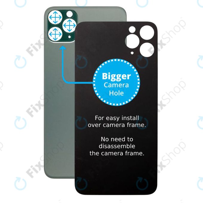Tylne szklo z duza dziura na aparat do iPhone 11 Pro Max, Zielony, Green