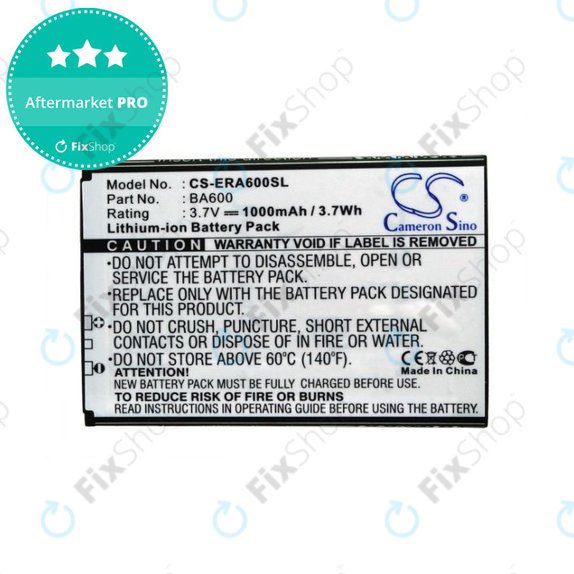 Bateria do Sony Ericsson Kumquat, ST25, ST25i, Xperia U, 1000mAh, Li-Ion, 3.7V, BA600, HQ
