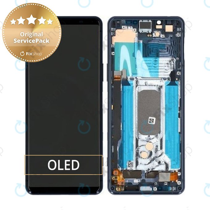 Wyświetlacz do Sony Xperia 5 II, Ekran dotykowy z ramką, A5024934A, Niebieski, Blue, Genuine Service Pack