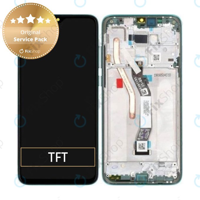 Wyświetlacz do Xiaomi Redmi Note 8 Pro, Ekran dotykowy z ramką, 56000400G700, 56000C00G700, Forest Green, Genuine Service Pack