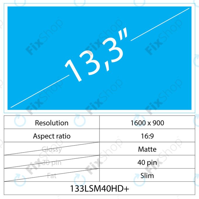 Wyświetlacz 13.3" LCD Slim Matte, 40 pin, HD+