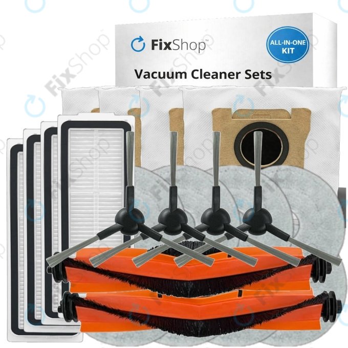 Zestaw części zamiennych do Xiaomi Robot Vacuum X20 Max, X20 Pro (2x Główna szczotka, 4x Filtr, 4x Szczotka boczna, 8x Ściereczka mopująca, 4x Worek na kurz)