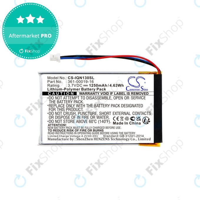 Bateria do Garmin Nüvi 1300, 1350, 1370, 1390, 1490, 1250mAh, Li-Pol, 3.7V, 361-00019-16, HQ
