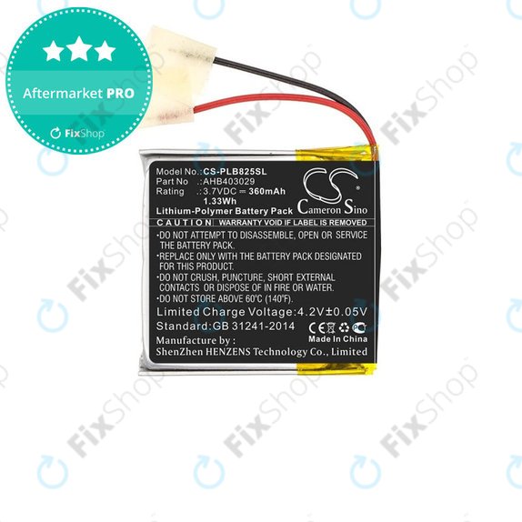 Bateria do Plantronics Voyager Focus B825, 360mAh, Li-Pol, 3.7V, AHB403029, HQ