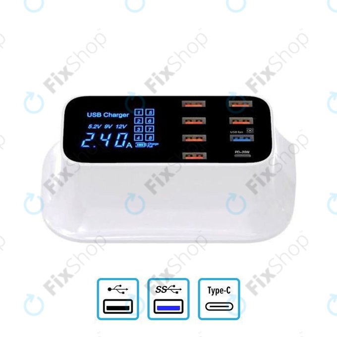 Stacja ladujaca USB z USB 3.0 & USB-C, Asometech Model E
