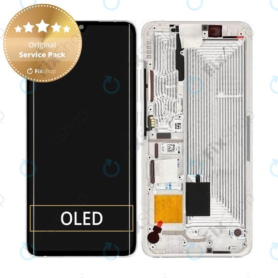 Wyświetlacz do Xiaomi Mi Note 10, Mi Note 10 Pro, Ekran dotykowy z ramką, 56000200F400, Glacier White, Genuine Service Pack