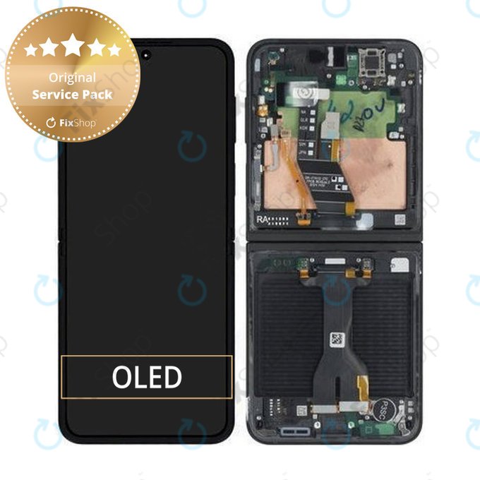 Wyświetlacz LCD + ekran dotykowy + ramka do Samsung Z Flip 7 FE F761B, Black, GH82-37734A, Genuine Service Pack