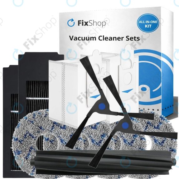 Zestaw części zamiennych do Ecovacs Deebot X2 Omni (1x Główna szczotka, 2x Filtr, 2x Szczotka boczna, 4x Ściereczka mopująca, 2x Worek na kurz)