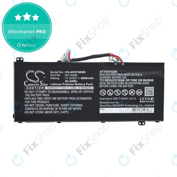 Bateria do Acer Aspire Vn7, V15 Nitro, Spin 3, 4600mAh, Li-Pol, 11.4V, AC14A8L, HQ