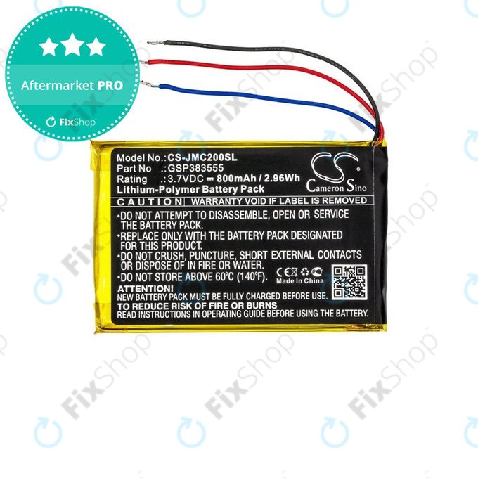 Bateria do JBL Clip 2, 800mAh, Li-Pol, 3.7V, GSP383555, HQ