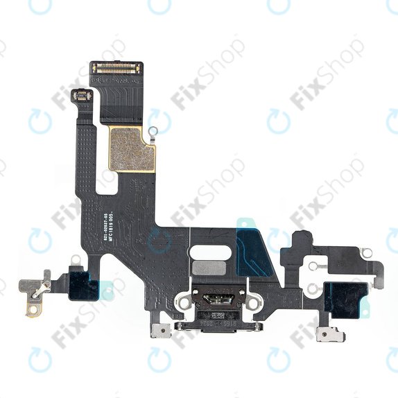 Złącze ładowania z taśmą flex do iPhone 11, Czarny, Black