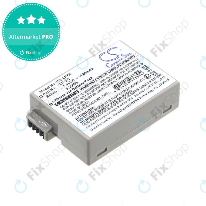 Bateria do Canon EOS 550D, 600D, LP-E8, Li-ion, 7.4V, 1120mAh, HQ