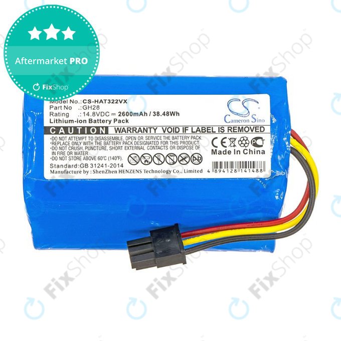 Bateria do Fomt R620c, Haier T322, J300s, Liectroux DH860, TCL S15, Tomefon, 2600mAh, Li-Ion, 14.8V, GH28, HQ