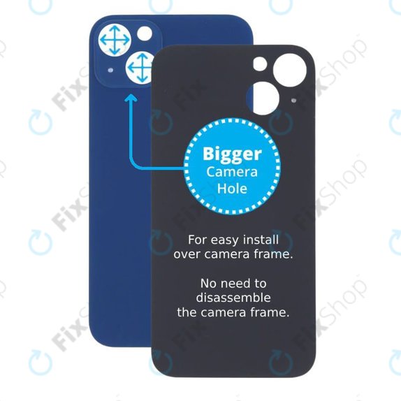 Tylne szklo z duza dziura na aparat do iPhone 13, Niebieski, Blue