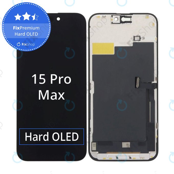 Wyświetlacz Hard OLED dla iPhone 15 Pro Max, Ekran dotykowy z ramką, FixPremium