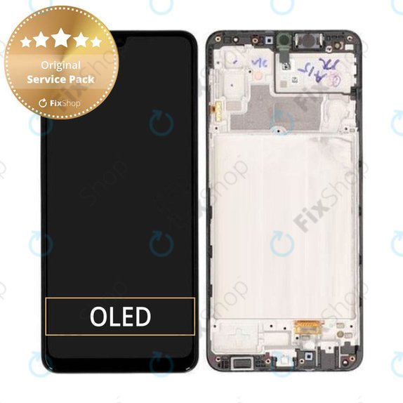 Wyświetlacz do Samsung M32 M325F, Ekran dotykowy z ramką, GH82-25981A, GH82-26193A, Czarny, Black, Genuine Service Pack
