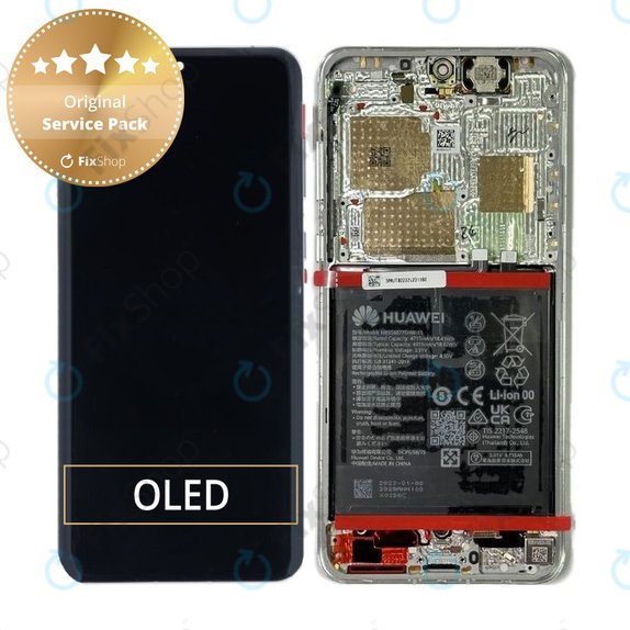 Wyświetlacz do Huawei P60 Pro, Ekran dotykowy z ramką i baterią, 02355MUT, Genuine Service Pack