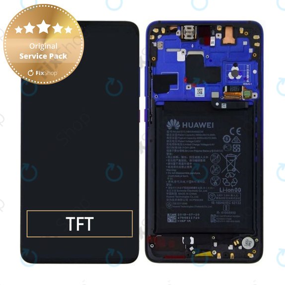 Wyświetlacz do Huawei Mate 20, Ekran dotykowy z ramką i baterią, 02352FRA, Twilight, Genuine Service Pack