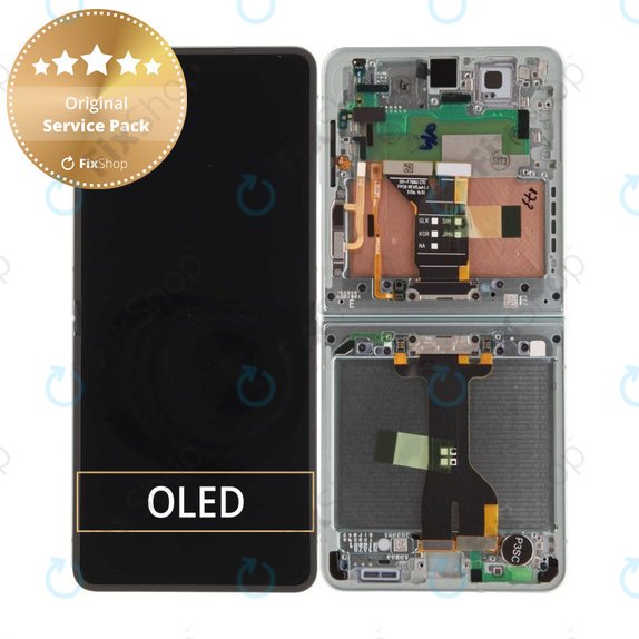 Wyświetlacz LCD + ekran dotykowy + ramka do Samsung Z Flip 7 F766B, Mint, GH82-37581E, Genuine Service Pack