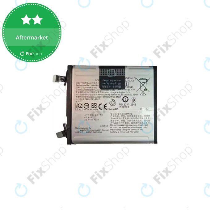 Bateria do Vivo X200 Pro V2413, 6000mAh