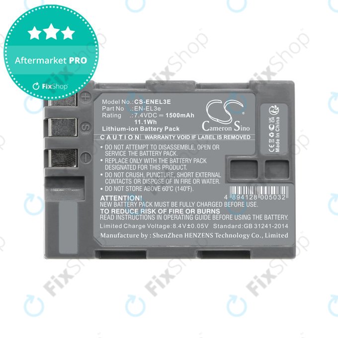 Bateria do Nikon D100, D200, D50, D70, D70s, D80, D300S, D700, D90, D300, 1500mAh, Li-Ion, 7.4V, EN-EL3e, HQ