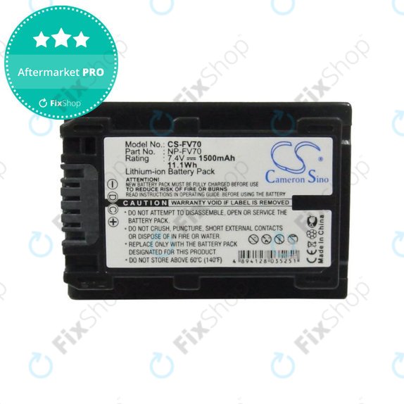 Bateria do Sony DCR-DVD, HC, SR, HDR-CX, HC, PJ, XR, NEX-VG, 1500mAh, Li-Ion, 7.4V, NP-FV70, HQ