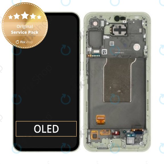 Wyświetlacz do Samsung A55 A556B, Ekran dotykowy z ramką, GH82-34305D, Awesome Lemon, Genuine Service Pack