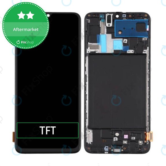 Wyświetlacz do Samsung A70 A705F, Ekran dotykowy z ramką, Czarny, Black, TFT