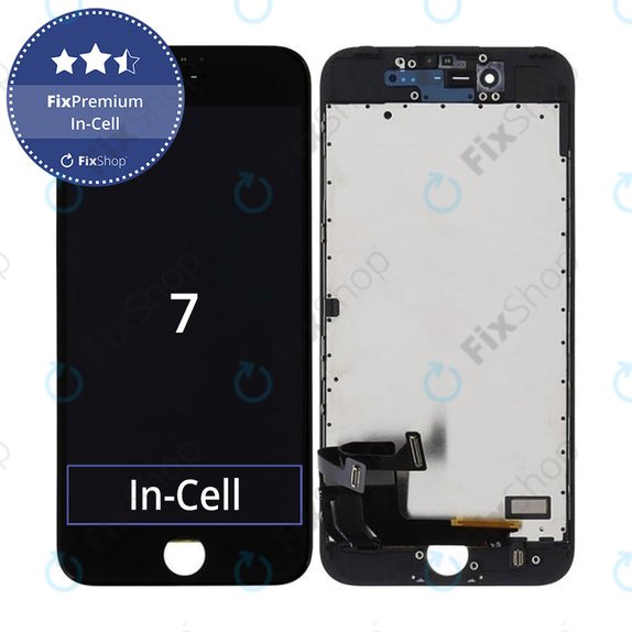 Wyświetlacz In-Cell dla iPhone 7, Black, Ekran dotykowy z ramką, FixPremium
