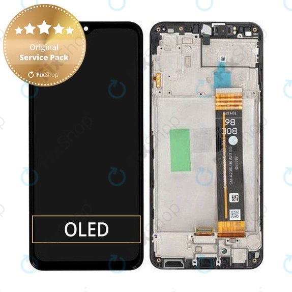Wyświetlacz do Samsung A23 A236B, Ekran dotykowy z ramką, GH82-29734A, GH82-29735A, (Black), Genuine Service Pack