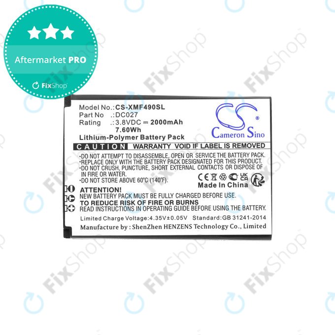 Bateria do Xiaomi F490 4g, 2000mAh, Li-Pol, 3.8V, DC027, HQ