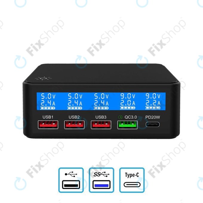 Stacja ladujaca USB z USB 3.0 & USB-C, FixPremium