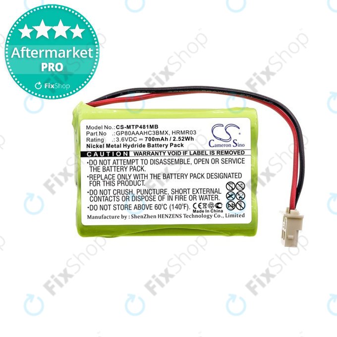 Bateria do Motorola MBP481, MBP482, MBP483, GP80AAAHC3BMX, GP80AAAHC3BMXZ, HRMR03, 700mAh, HQ